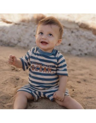 Едноделен костим за капење Ocean Blue Stripes 62/68 - Little Dutch
