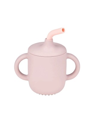 Силиконска чаша со цевка, pink - Nattou