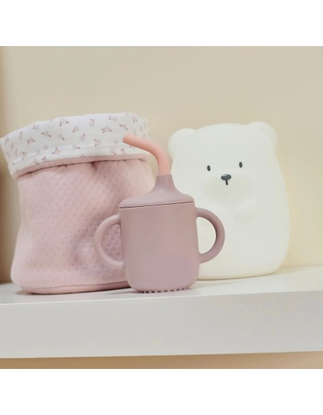 Силиконска чаша со цевка, pink - Nattou Силиконска чаша со цевка, pink - Nattou