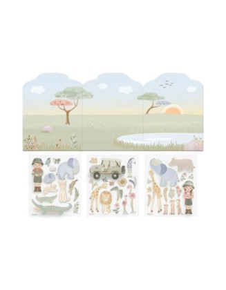 Книга со налепници за повеќекратна употреба - Safari Friends, Little Dutch