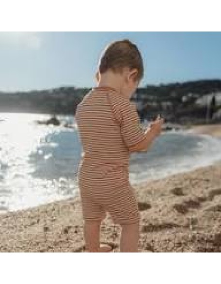 Едноделен костим за капење Ocean Brown Stripes 74/80 - Little Dutch