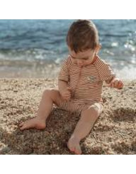Едноделен костим за капење Ocean Brown Stripes 74/80 - Little Dutch
