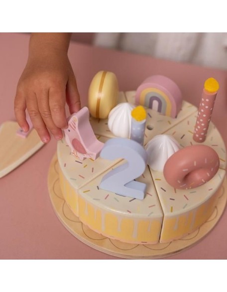 Дрвена торта со додатоци - розе,  Little Dutch