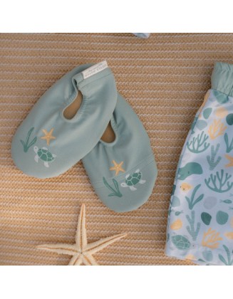 Чевли за плажа Green Seashells and Stripes - Little Dutch