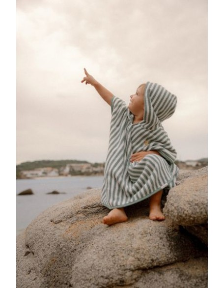 Пончо за плажа - Green Seashells and Stripes, Little Dutch