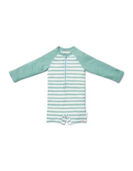Едноделен костим за капење Green Seashells and Stripes 86/92 - Little Dutch