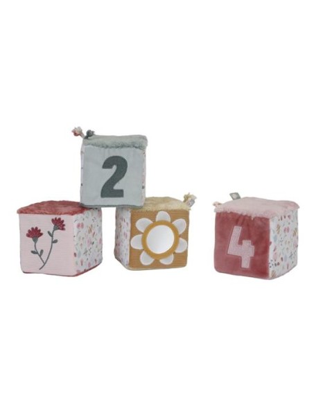 Сет од 4 меки коцки со активности - Flowers and Butterflies, Little Dutch