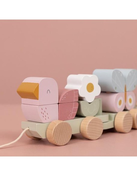 Дрвен воз сложувалка - Flowers and Butterflies, Little Dutch