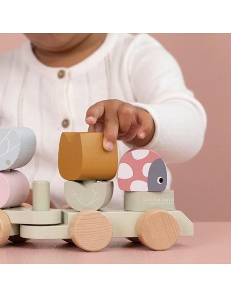 Дрвен воз сложувалка - Flowers and Butterflies, Little Dutch