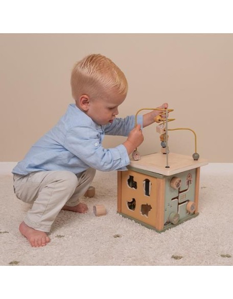 Дрвена коцка со активности - Little Farm, Little Dutch