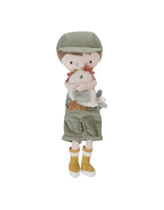 Мека кукла Џим фармер со кокошка - 35 см, Little Dutch