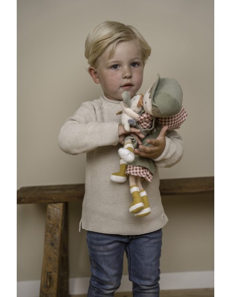 Мека кукла Џим фармер со кокошка - 35 см, Little Dutch