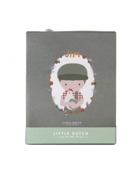 Мека кукла Џим фармер со кокошка - 35 см, Little Dutch