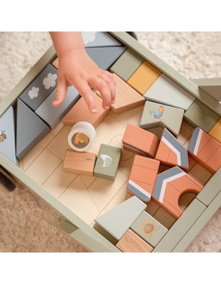 Дрвена количка со коцки - Little Farm, Little Dutch