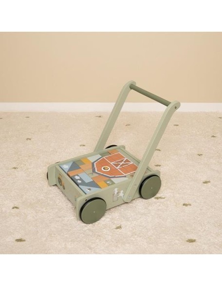 Дрвена количка со коцки - Little Farm, Little Dutch