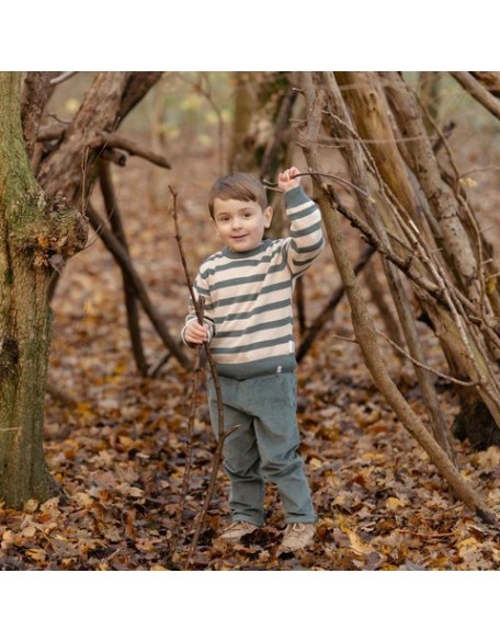 Плетен џемпер 92 - Forest Friends Stripe, Little Dutch
