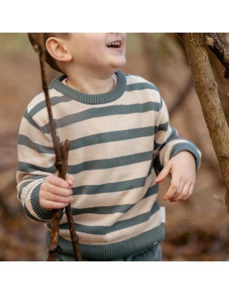 Плетен џемпер 92 - Forest Friends Stripe, Little Dutch